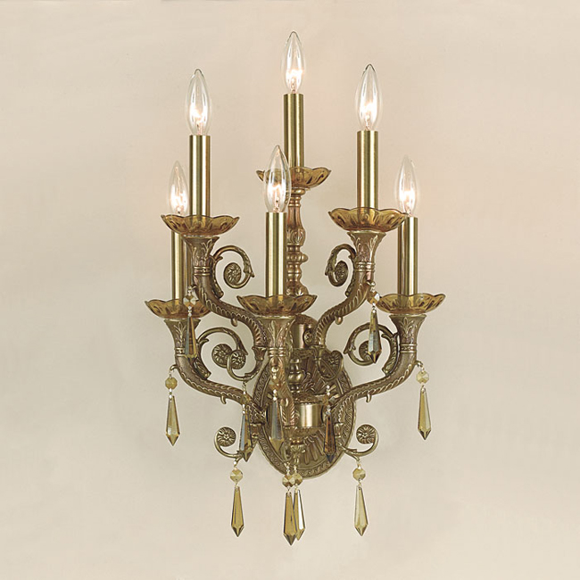 C193-5176-AG-GTS By Crystorama Lighting-Regal Collection Aged Brass Finish Wall Sconce