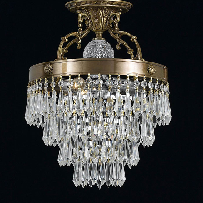 C193-5273-AG-CL-MWP By Crystorama Lighting-Regal Collection Aged Brass Finish Semi Flush Mount