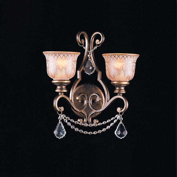 C193-7502-BU-CL-SAQ By Crystorama Lighting-Norwalk Collection Bronze Umber Finish Wall Sconce