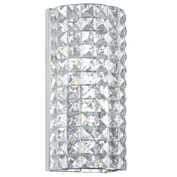 C193-802-CH-CL-MWP By Crystorama Lighting-Chelsea Collection Polished Chrome Finish Wall Sconce