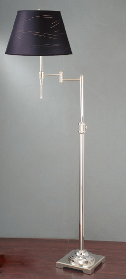 C195-FST331/SLB23016 - By Laura Ashley Lighting - State Street Collection Shiny Silver Finish Swing Floor Lamp Base
