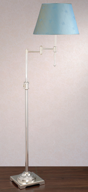 C195-FST331/SLB36116 - By Laura Ashley Lighting - State Street Collection Shiny Silver Finish Swing Floor Lamp Base