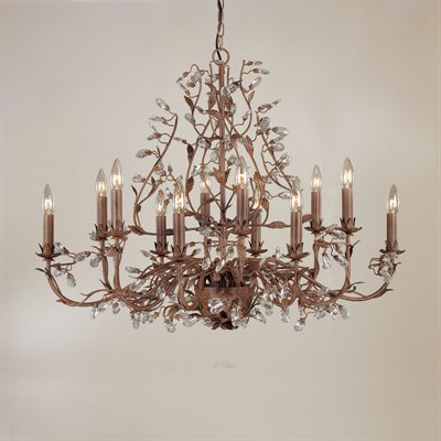 C195-HFRY1263 - By Laura Ashley Lighting - Freya Collection Weathered Cognac Finish 12 Light Chandelier