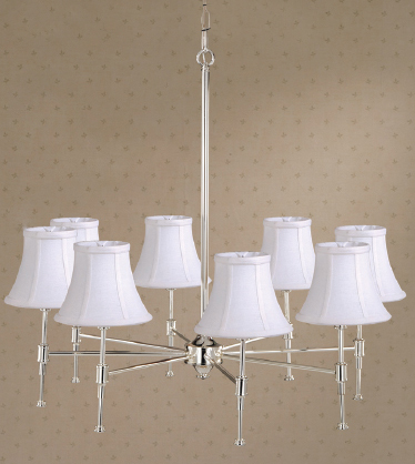 C195-HST080/SNL907 - By Laura Ashley Lighting - State Street Collection Shiny Silver Finish 8 Light Chandelier