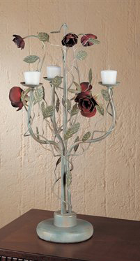 C195-KROS2275 - By Laura Ashley Lighting - English Rose Collection Embossed Greenery Finish Candle Rack