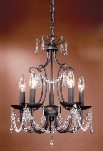 C195-MCH111 - By Laura Ashley Lighting - Chella Collection Cofee Black Finish 5 Light Mini Chandelier