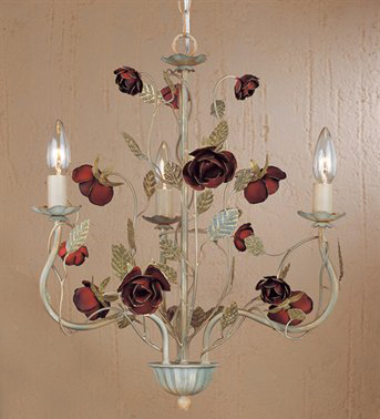 C195-MROS0375 - By Laura Ashley Lighting - English Rose Collection Embossed Greenery Finish 3 Light Mini Chandelier