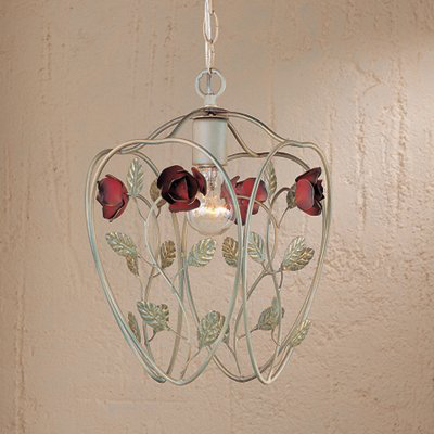 C195-PROS1175 - By Laura Ashley Lighting - English Rose Collection Embossed Greenery Finish Mini Pendent Light