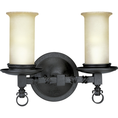 C197-P2753-80 By Progress Lighting-Santiago Collection Forged Black Finish 2-100W BATH BRKT