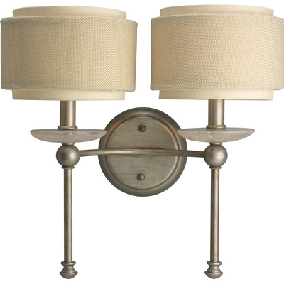 C197-P2843-134 By Progress Lighting-Ashbury Collection Silver Ridge Finish 2-Lt. Wall Bracket W/Shade