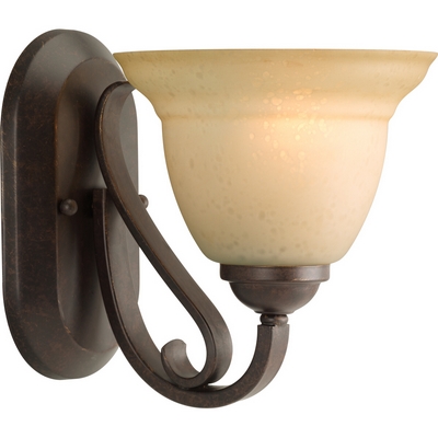 C197-P2881-77 By Progress Lighting-Torino Collection Forged Bronze Finish 1-Lt. Bath W/ Tea Stain Etched Glass