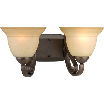 C197-P2882-77 By Progress Lighting-Torino Collection Forged Bronze Finish 2-Lt. Bath W/Tea Stain Etched Glass