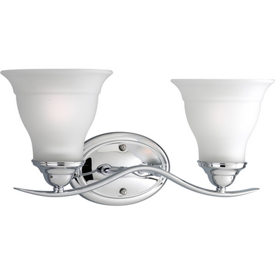 C197-P3191-15 By Progress Lighting-Trinity Collection Satin Aluminum Finish 2-Lt. Bath Bracket