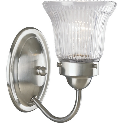 C197-P3287-09 By Progress Lighting-B & V-Econ Fluted Gl Collection Brushed Nickel Finish 1-100W Med Bath