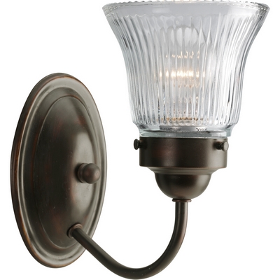 C197-P3287-20 By Progress Lighting-B & V-Econ Fluted Gl Collection Antique Bronze Finish 1-Lt. Bath Fixture