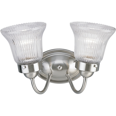 C197-P3288-09 By Progress Lighting-B & V-Econ Fluted Gl Collection Brushed Nickel Finish 2-100W Med Bath