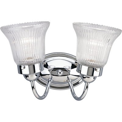 C197-P3288-15 By Progress Lighting-B & V-Econ Fluted Gl Collection Polished Brass Finish 2-100W Med Bath