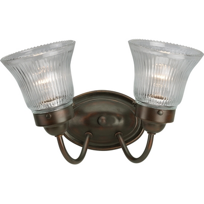 C197-P3288-20 By Progress Lighting-B & V-Econ Fluted Gl Collection Antique Bronze Finish 2-Lt. Bath Fixture
