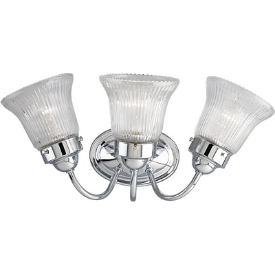 C197-P3289-15 By Progress Lighting-B & V-Econ Fluted Gl Collection Polished Chrome Finish 3-100W Med Bath