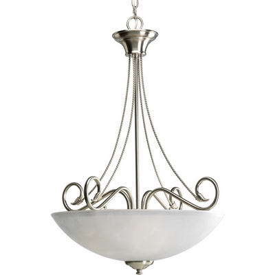C197-P3325-09 By Progress Lighting-Pavilion Collection Brushed Nickel Finish 3-100W Med Inverted Pendant