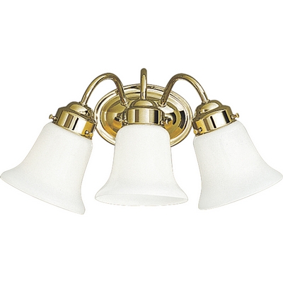 C197-P3375-10 By Progress Lighting-B & V-Econ. Opal Gl Collection Polished Brass Finish 3-100W Med Bath