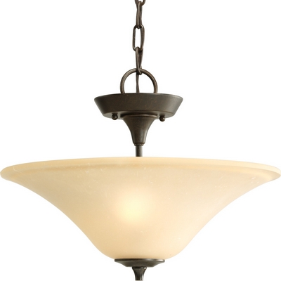 C197-P3440-77 By Progress Lighting-Cantata Collection Forged Bronze Finish 2-Lt. Convertible Chain Hung Semi-Flush