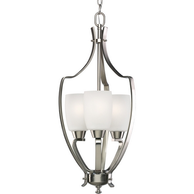 C197-P3509-09 By Progress Lighting-Westin Collection Brushed Nickel Finish 3-Lt. Hall & Foyer Chandelier