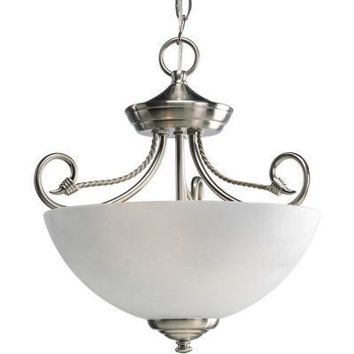 C197-P3738-09 By Progress Lighting-Pavilion Collection Brushed Nickel Finish 2-75W Med Semi-Flush Convertibl