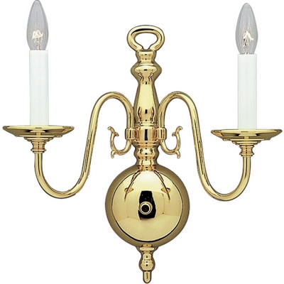C197-P3802-10 By Progress Lighting-Americana Collection Polished Brass Finish 2-60W Cand Wall