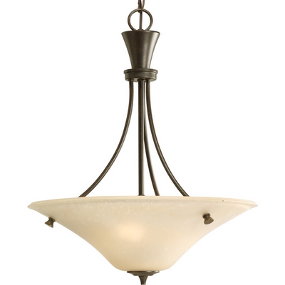 C197-P3814-77 By Progress Lighting-Cantata Collection Forged Bronze Finish 3-Lt. Inverted Pendant
