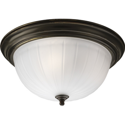 C197-P3818-20 By Progress Lighting-CTC-Melon-Etched Collection Antique Bronze Finish 3-75W Med Close To Ceiling