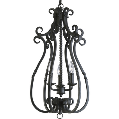 C197-P3840-80 By Progress Lighting-Santiago Collection Forged Black Finish Three-light hall and foyer