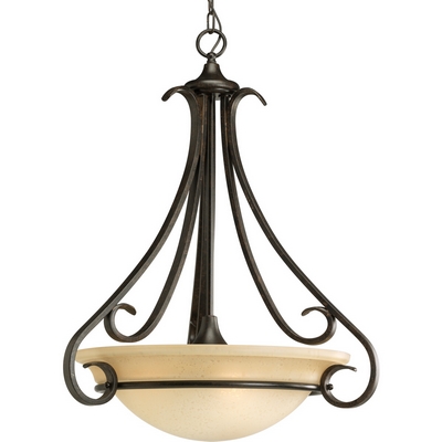 C197-P3847-77 By Progress Lighting-Torino Collection Forged Bronze Finish 3-100W Inverted Pendant