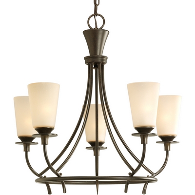 C197-P4006-77 By Progress Lighting-Cantata Collection Forged Bronze Finish 5-Lt. Chandelier
