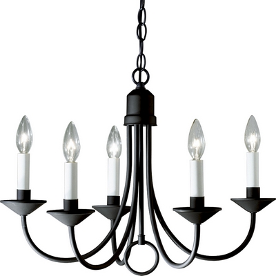 C197-P4008-31 By Progress Lighting-Chandelier-Economy Collection Textured Black Finish 5-60W Cand Chand