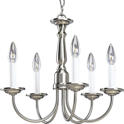 C197-P4009-09 By Progress Lighting-Chandelier-Economy Collection Brushed Nickel Finish 5-60W Cand Chand