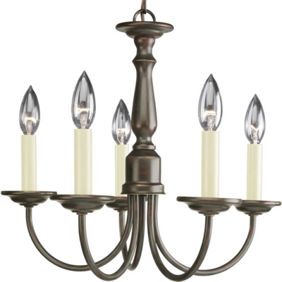 C197-P4009-20 By Progress Lighting-Chandelier-Economy Collection Antique Bronze Finish 5-Lt. Chandelier