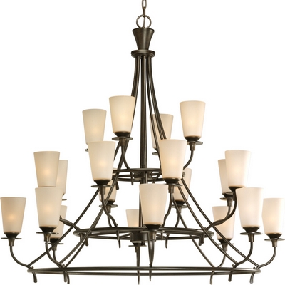 C197-P4040-77 By Progress Lighting-Cantata Collection Forged Bronze Finish 20-Lt. 3 Tier Chandelier
