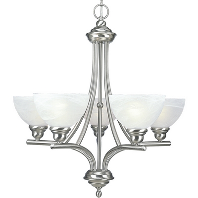 C197-P4083-09 By Progress Lighting-Glendale Collection Brushed Nickel Finish 5-100W Med Chand