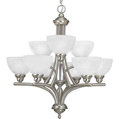 C197-P4085-09 By Progress Lighting-Glendale Collection Brushed Nickel Finish 9-100W Med Chand