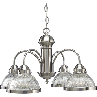 C197-P4095-09 By Progress Lighting-Prismatic Glass Collection Brushed Nickel Finish 4-60W Med Chande