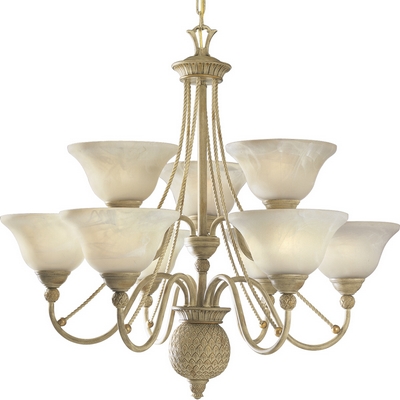 C197-P4121-42 By Progress Lighting-Savannah Collection Seabrook Finish 9-75W Med Chande