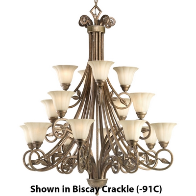 C197-P4147-84 By Progress Lighting-Le Jardin Collection Espresso Finish 16-Lt. 3-Tier Chandelier