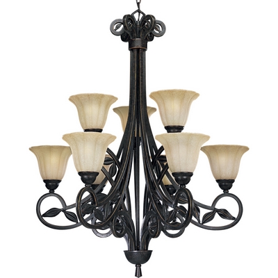 C197-P4203-84 By Progress Lighting-Le Jardin Collection Espresso Finish 9-100W Med Chand