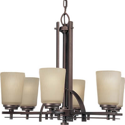 C197-P4213-88 By Progress Lighting-Riverside Collection Heirloom Finish 6-100W Med Chand