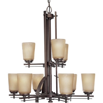C197-P4214-88 By Progress Lighting-Riverside Collection Heirloom Finish 9-100W Med Chand