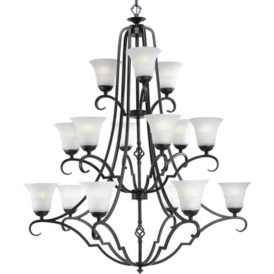 C197-P4268-84 By Progress Lighting-Melbourne Collection Espresso Finish 15-60W Med Chandelier