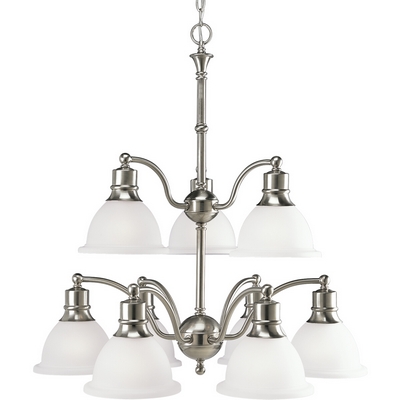 C197-P4283-09 By Progress Lighting-Madison Collection Brushed Nickel Finish 9-100W Chandelier