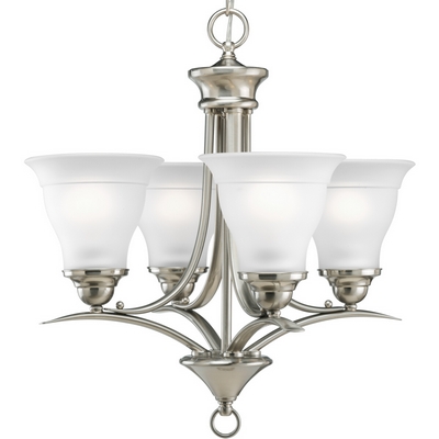 C197-P4326-09 By Progress Lighting-Trinity Collection Brushed Nickel Finish 4-100 Chandelier 