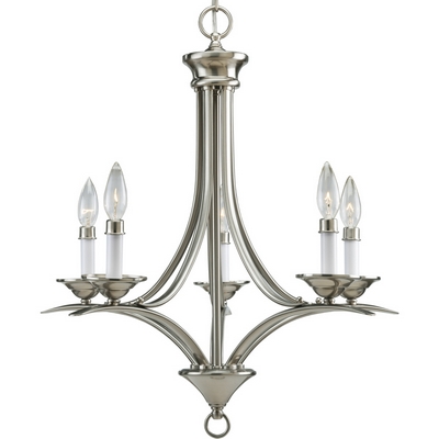 C197-P4327-09 By Progress Lighting-Trinity Collection Brushed Nickel Finish 5-60W Chandelier 
